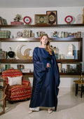 Metallic Butterfly Abaya Navy Blue