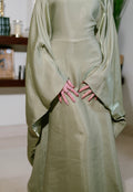 Metallic Butterfly Abaya Mint Green