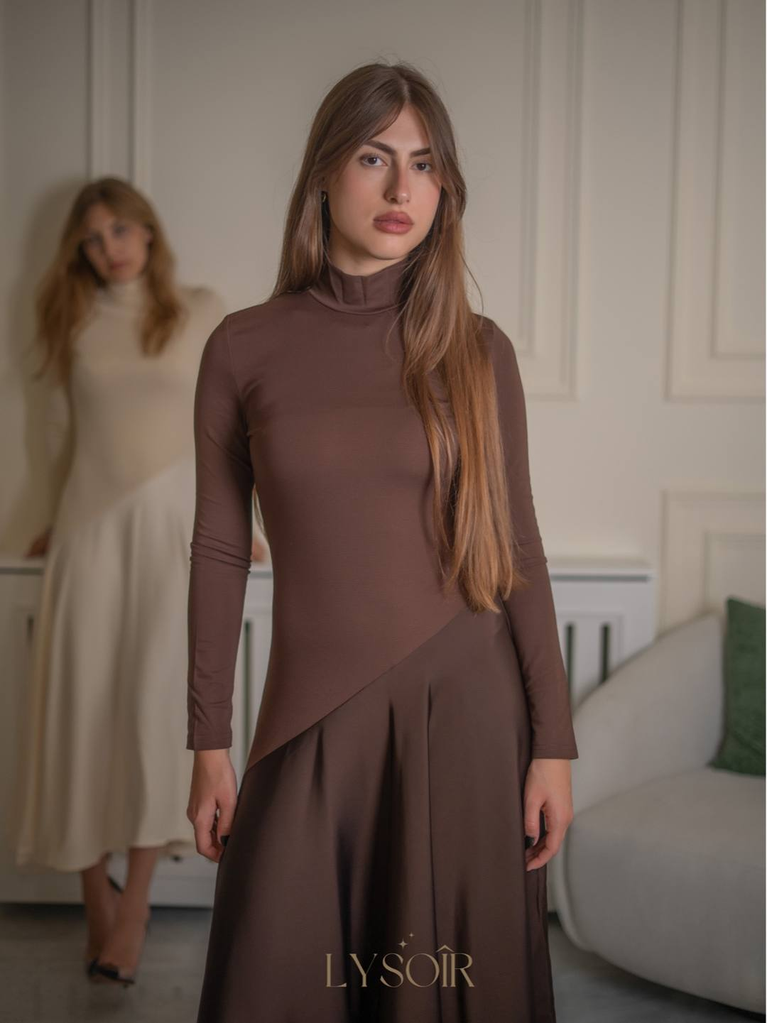 Brown Satin Dress